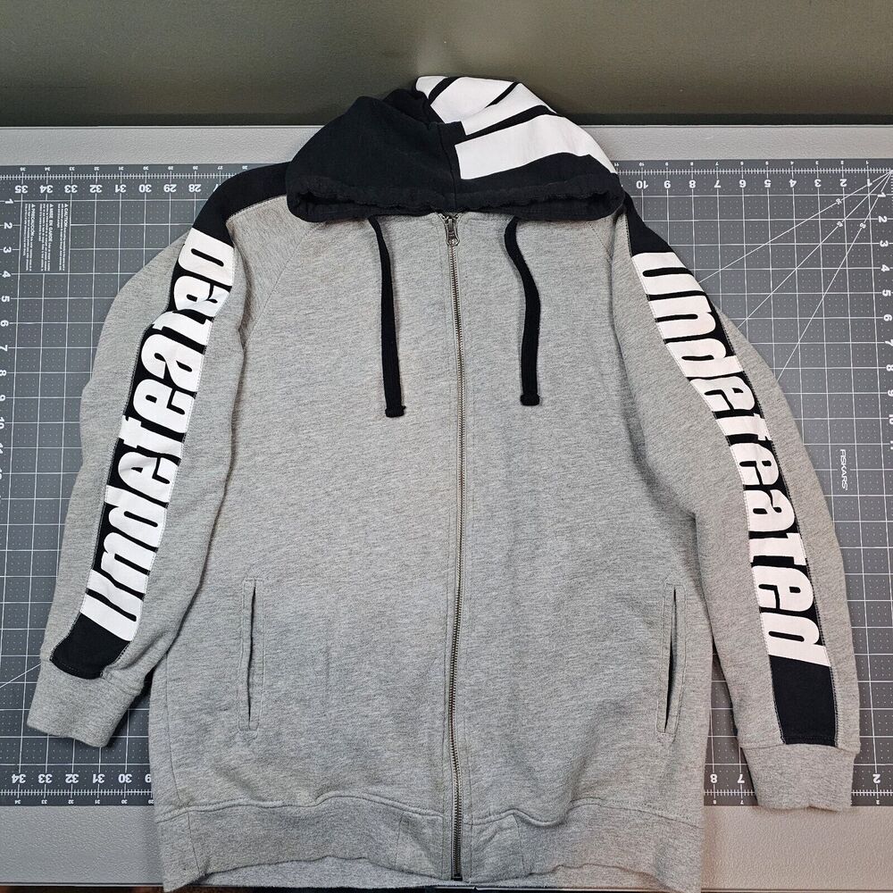 Undefeated Hoodie Large Full Zip Streetwear Skater Y2K Undftd Sleeve Hit Urban